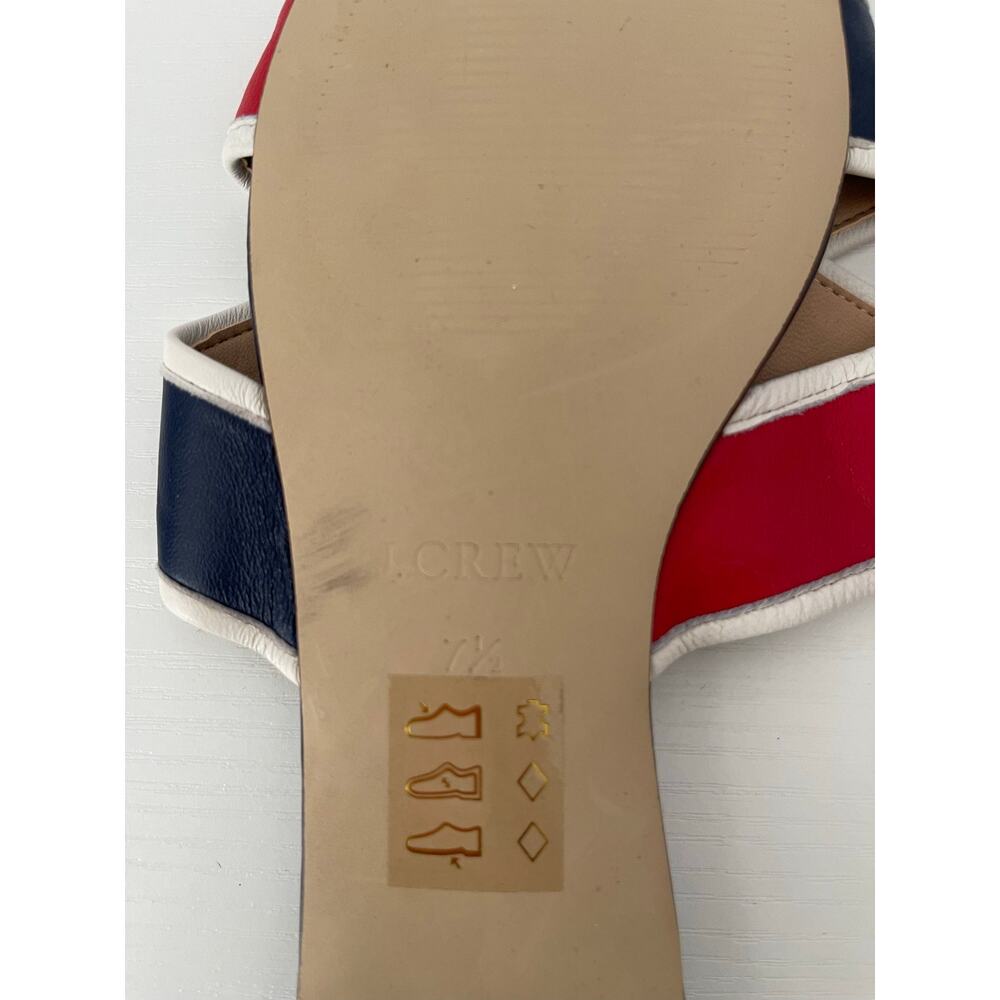 J.Crew Cora Slide Sandals Red White Blue Leather Colorblock Size 7.5 NWOT - Picture 5 of 7